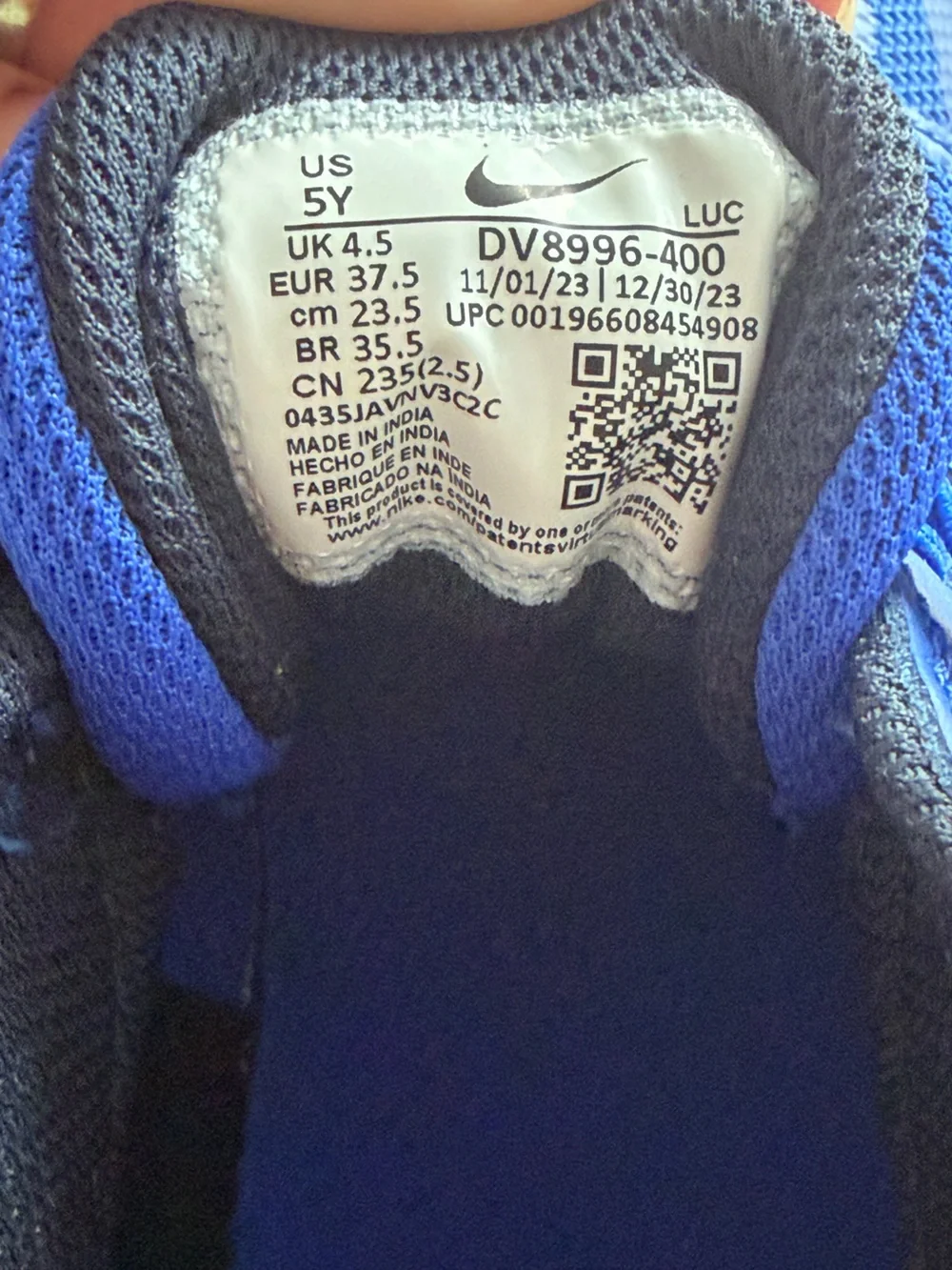 Nike Kids Royal Blue and Black Hook-and-Loop Sneakers- New